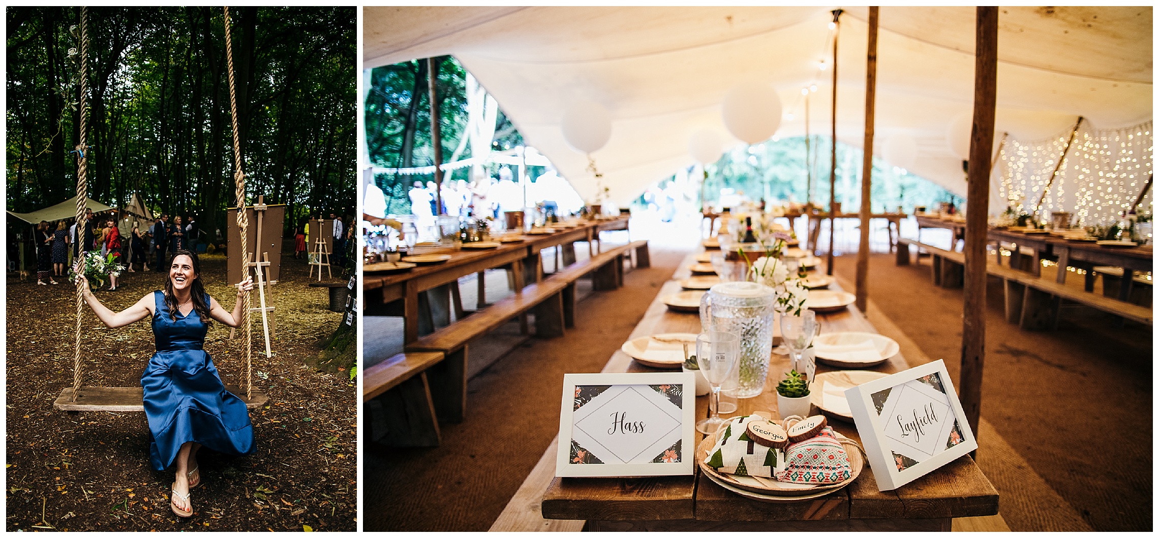 stretch tent tipi with personalised stationary, succulents and white balloons for wedding at lilas wood