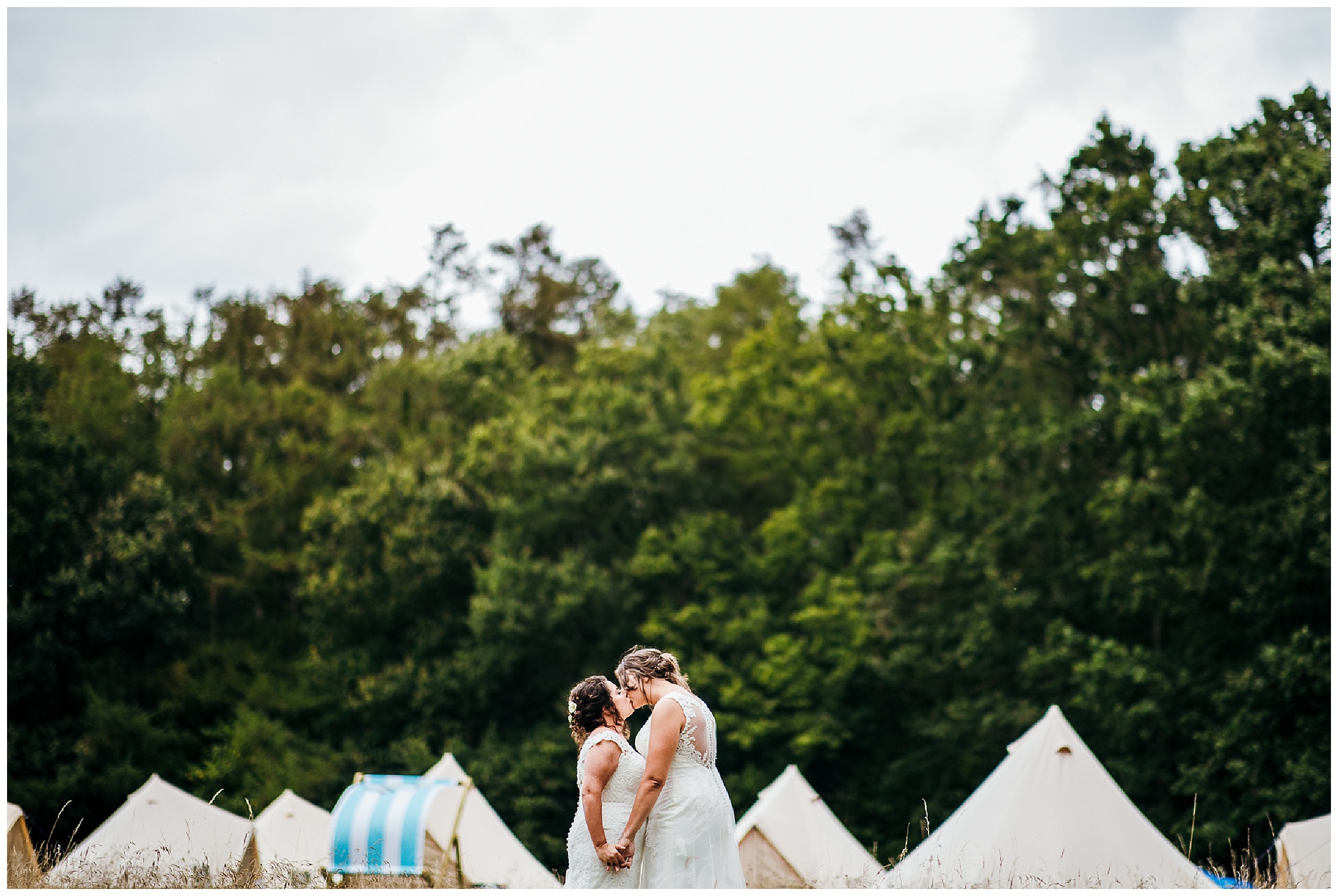 brides in middle of tipis at woodland weddings