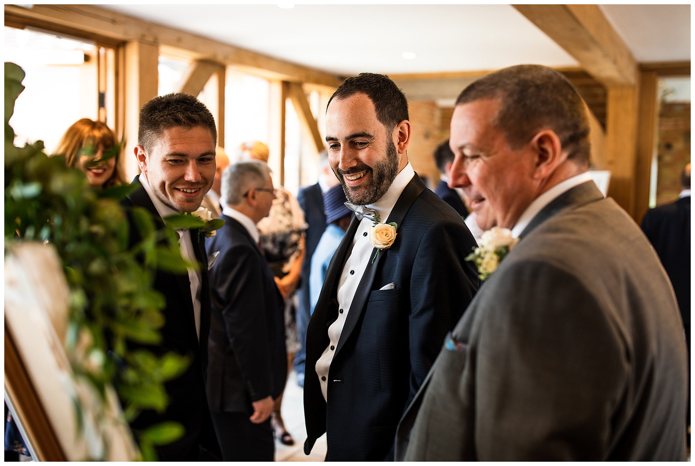 wedding guests laughing