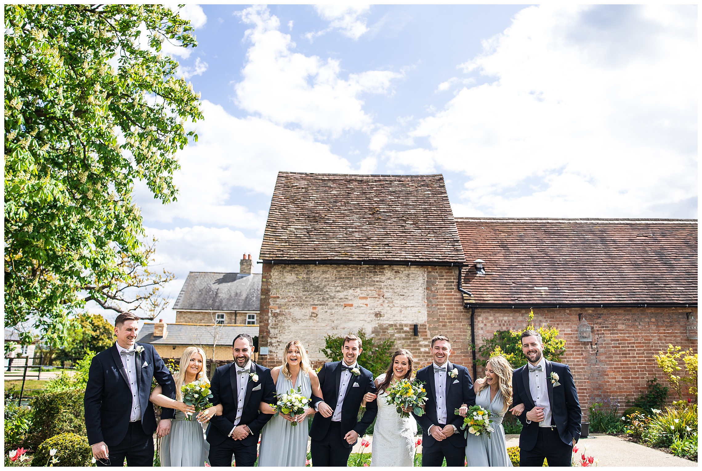 bridesmaids and groomsmen at bassmead manor barns