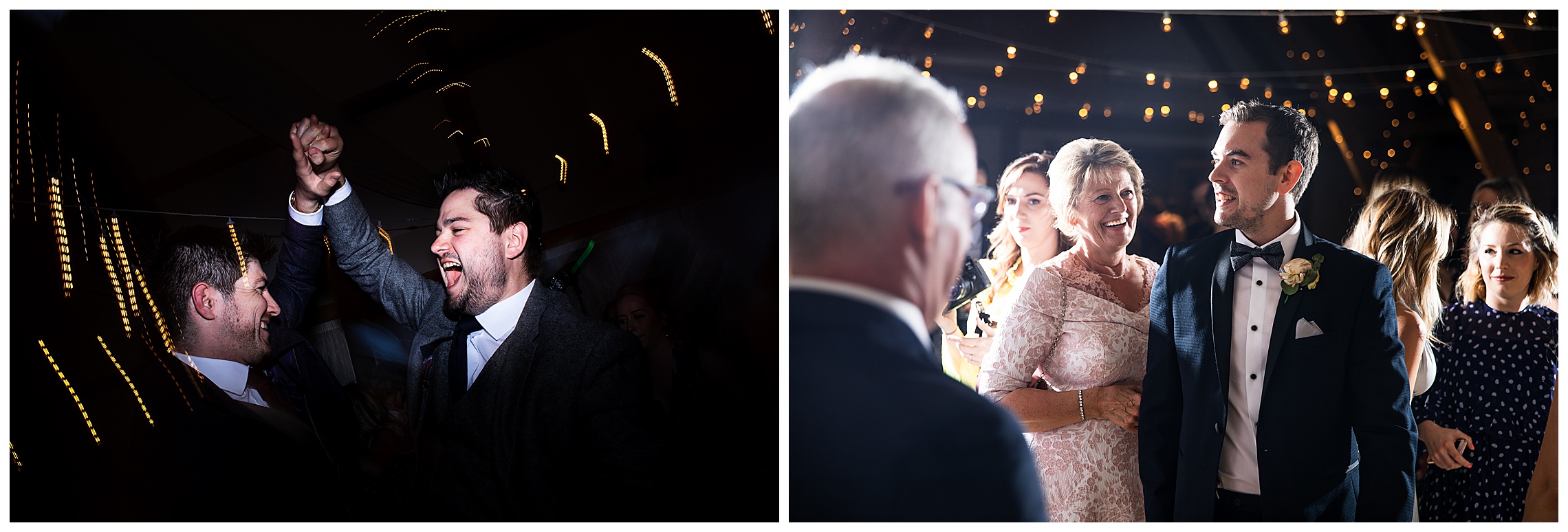 wedding guests dancing at bassmead manor barns