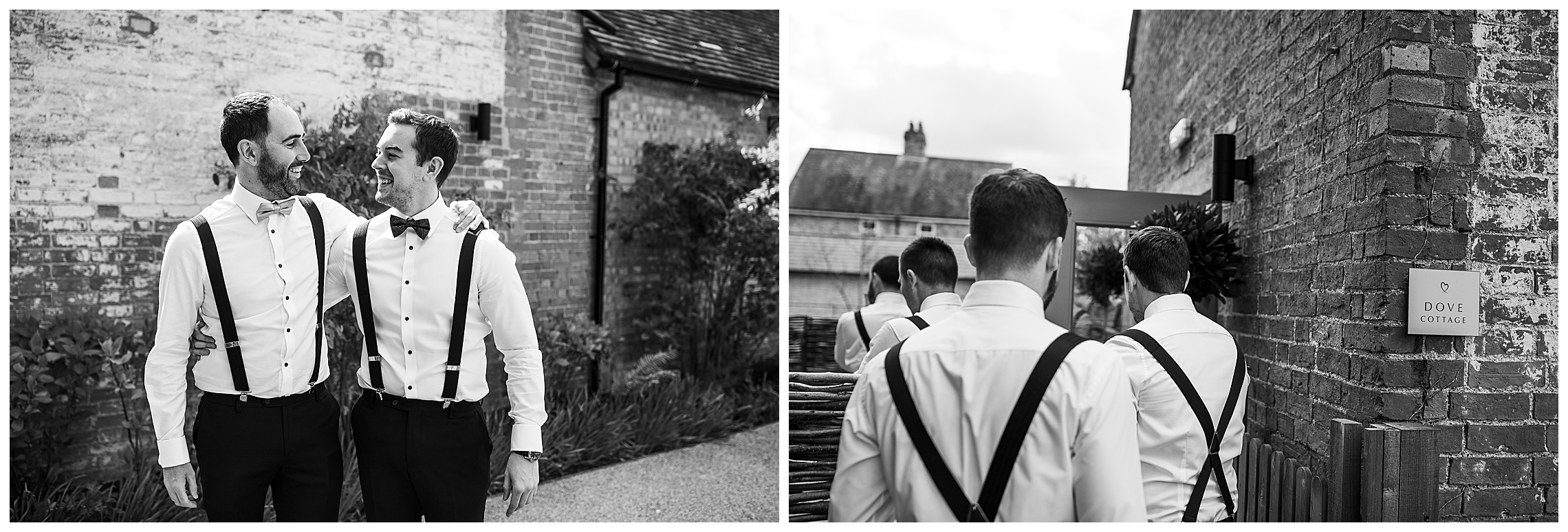 groomsmen in braces and bow ties