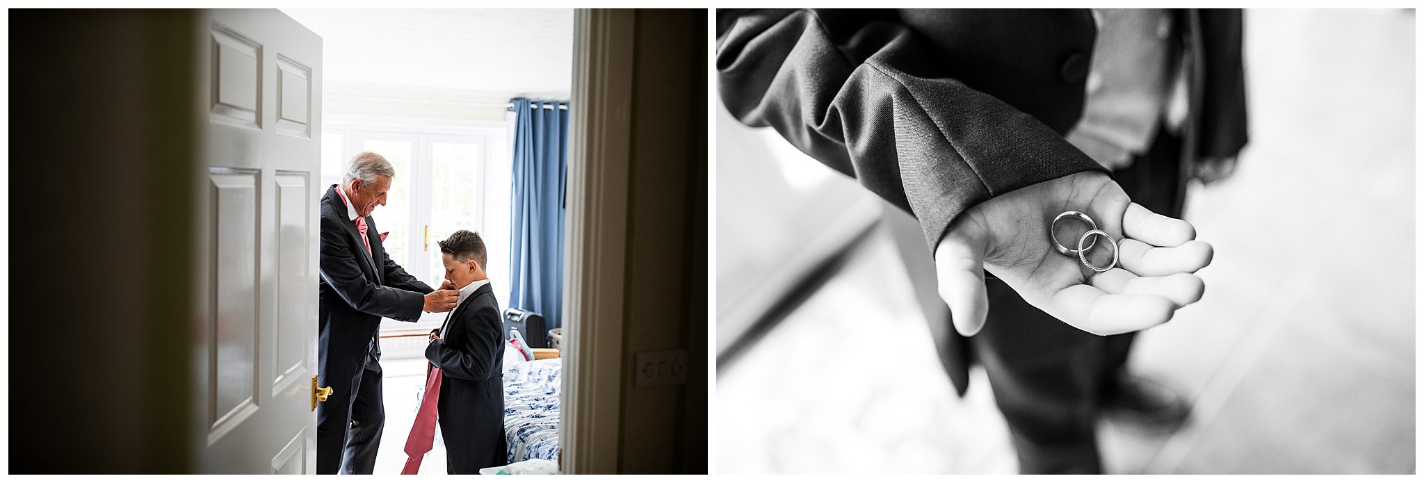 brides son with wedding rings in his hand