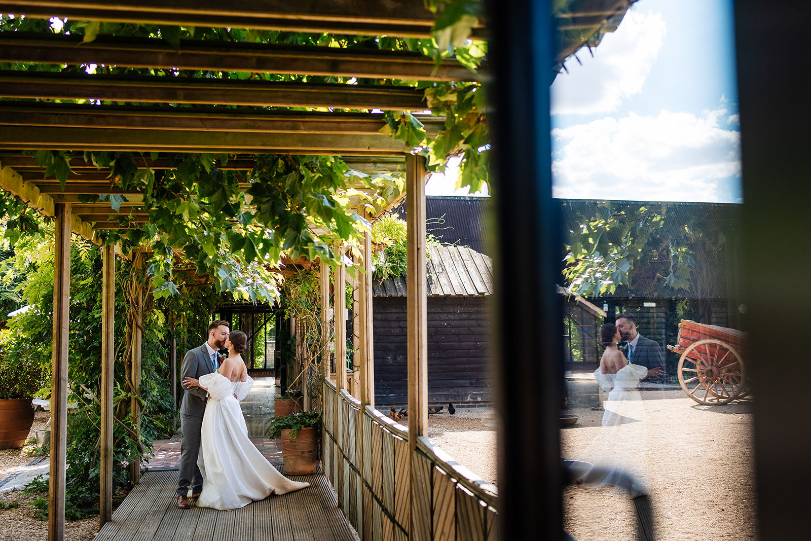 Couple picture under vines 